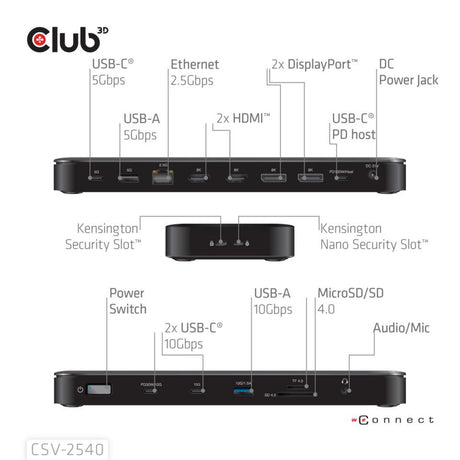 Club 3D 14-1 USB-C Quad-Display-Dockingstation (Schwarz)