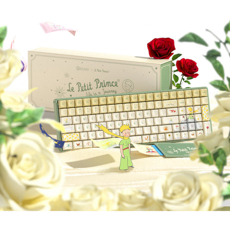 Iqunix F97 Floral Date RGB mechanische Gaming-Tastatur (grün, US-Layout (QWERTY), Iqunix Little Prince, 96 %, RGB-LEDs, Hot-Swap-fähig, PBT, 2,4 GHz | Bluetooth 5.1 | USB-C)