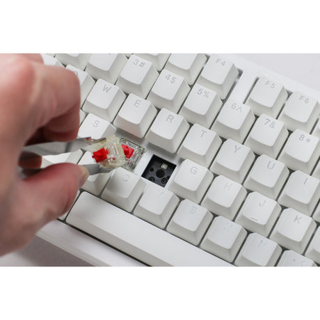 Ducky Zero 6108 Pure White RGB mechanische Gaming-Tastatur (weiß, US-Layout (QWERTY), Cherry MX2A Brown, 100 %, RGB-LEDs, Double-Shot PBT, Hot Swap, 2,4 GHz | Bluetooth | USB-C)