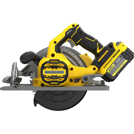 Stanley Fatmax V20 18 V Kreissäge 190 mm Handkreissäge (schwarz gelb, Akku und Ladegerät im Lieferumfang enthalten, mit Koffer)