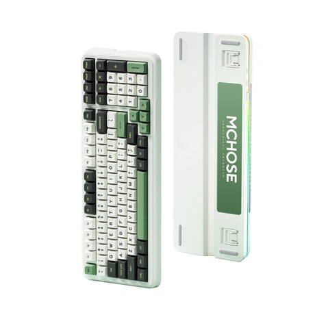 Mchose K99 Emerald Green Hyacinth Kabellose mechanische RGB-Tastatur mit Dichtungsmontage (weiß, US-Layout (Qwerty), KTT Hyacinth, RGB, Hot Swap, Double-Shot PBT, kabellos | Bluetooth | USB-C)