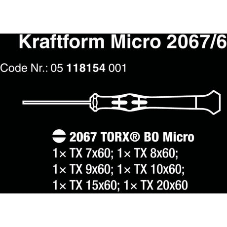 Wera 2067 6 Elektronik Torx Bo Schraubendreher Set + r