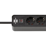 Brennerstuhl ecolor Steckdosenleiste mit 2 USB-C Ladebuchsen | 4 Steckdosen | schwarz | 1,5m h05vv-f 3g1,5 - 1153240106