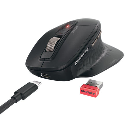 Cherry Stream Desktop Ultimate Wireless Desktop-Set (Schwarz, US-Layout (QWERTZ), SX-Scherentechnologie, 100 %, 4000 dpi, weiße LEDs, ABS, 2,4 GHz Bluetooth USB)
