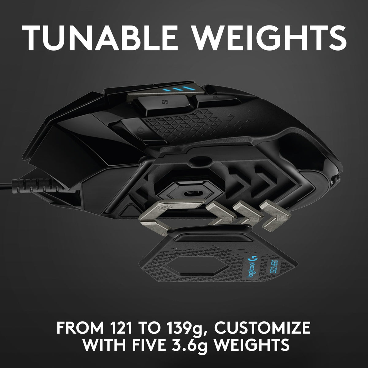 Logitech G502 Hero Hochleistungs-Gaming-Maus (schwarz, 100–25.600 dpi, RGB-LEDs)