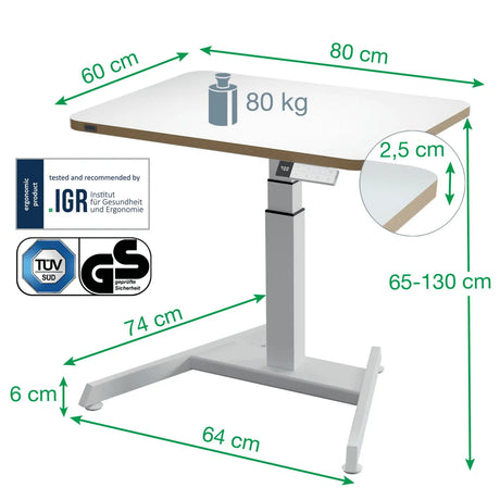 Leitz Ergo Sitz-Steh-Schreibtisch elektrisch – höhenverstellbar – kleiner Schreibtisch – mit Memory-Funktion – 80 x 60 cm – weiß