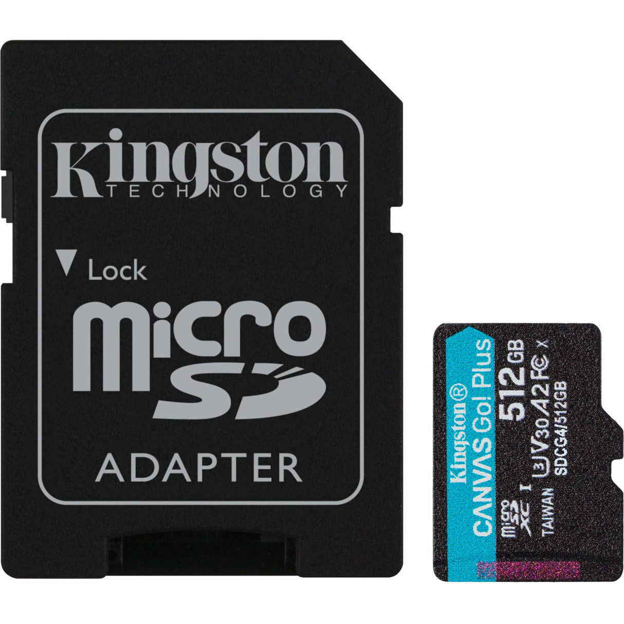 Kingston Leinwand los! plus microSDXC 512 GB Speicherkarte (schwarz, inkl. Adapter, Klasse 10, UHS-I U3, V30, A2)