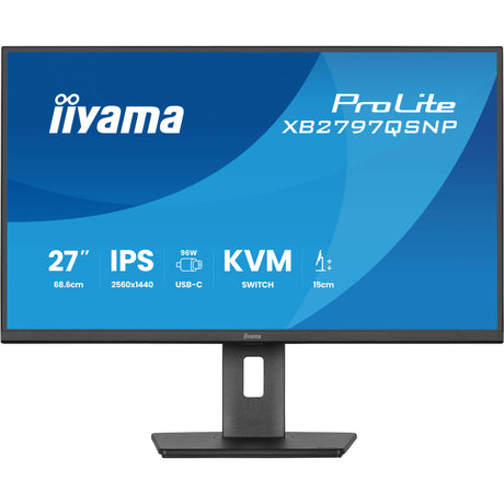 Iiyama Prolite xb2797qsnp-b1 27 Monitor (schwarz, HDMI, Display Port, 2x USB-A, 2x USB-C, RJ-45)