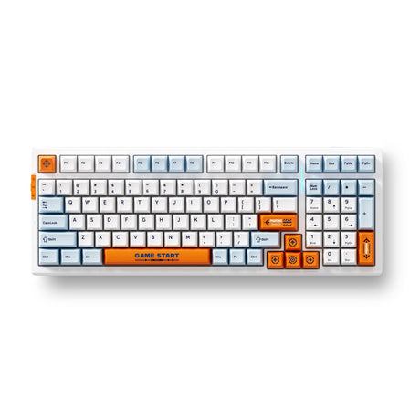 Mchose G98 Pro Orange Blue Snow Tiger Wireless Tri-Mode Custom Mechanical RGB Gaming-Tastatur (Blau, US-Layout (Qwerty), TTC Snow Tiger, RGB, Hot Swap, Double-Shot PBT, Wireless | Bluetooth | USB-C)