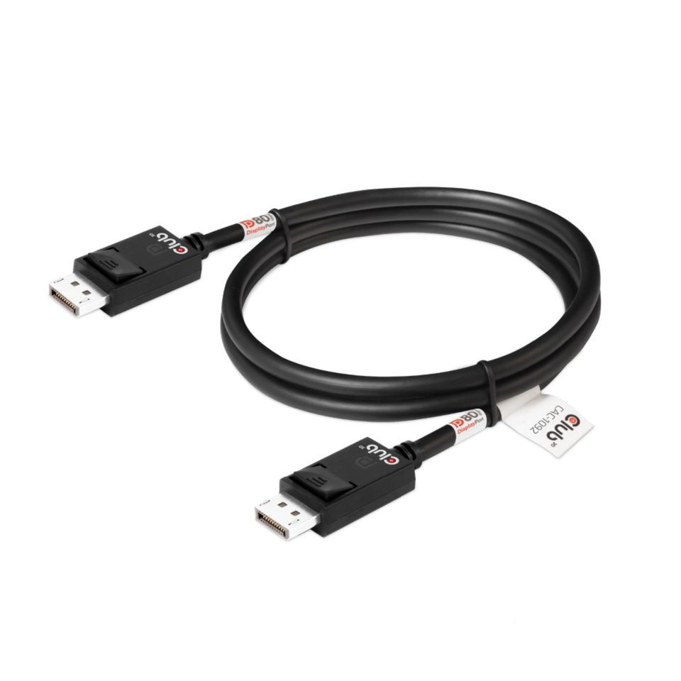 Club 3D DisplayPort 2.1 Vesa DP80 zertifiziertes Kabel Stecker-Stecker (Schwarz, 1,6 Meter, 8K 240Hz, 10K 60Hz, 80Gbit/s)
