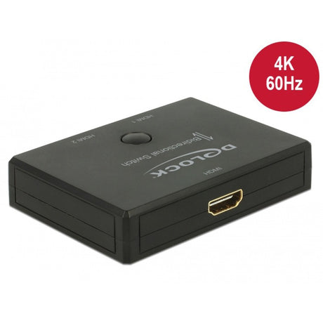 Delock HDMI 2 - 1 Schalter bidirektionaler 4K 60 Hz HDMI Schalter (schwarz)