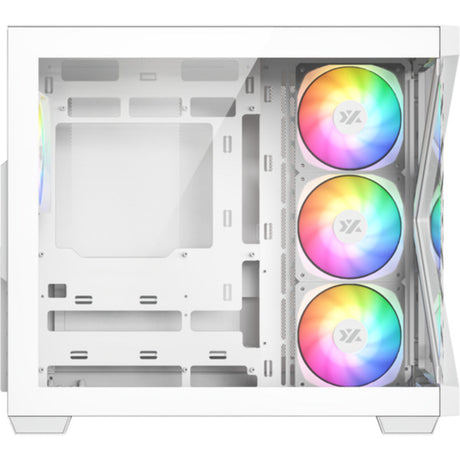 Xyz PC Gear Qubex Midi-Tower-Gehäuse (Weiß | 2x USB-A | 1x USB-C | Gehärtetes Glas)