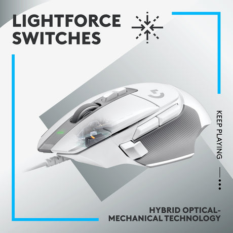 Logitech G502 x Gaming-Maus (weiß, 100–25.600 dpi)