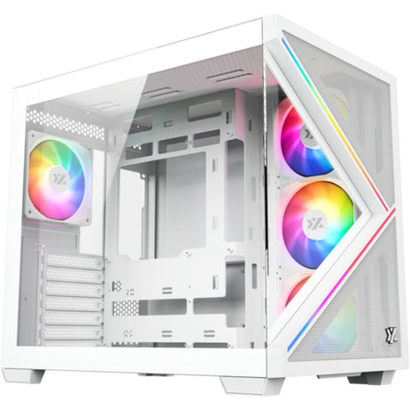 Xyz PC Gear Qubex Midi-Tower-Gehäuse (Weiß | 2x USB-A | 1x USB-C | Gehärtetes Glas)