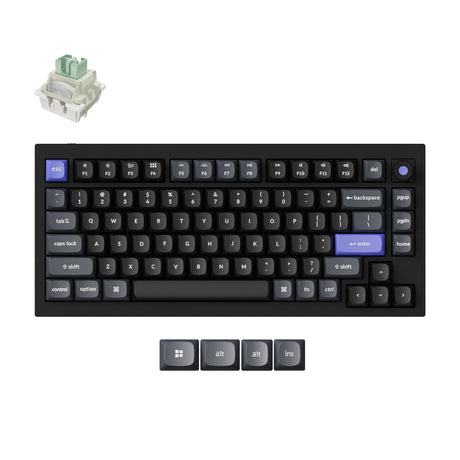 Keychron Q1 HE 8K Magnetschalter-Tastatur (schwarz, US-Layout (QWERTZ), ultraschnelles Lime, 75 %, RGB, Hot-Swap, 8K)