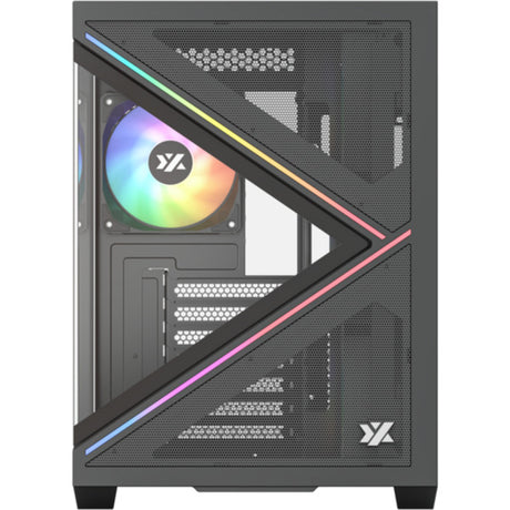 Xyz PC Gear Qubex Midi-Tower-Gehäuse (Schwarz | 2x USB-A | 1x USB-C | Gehärtetes Glas)