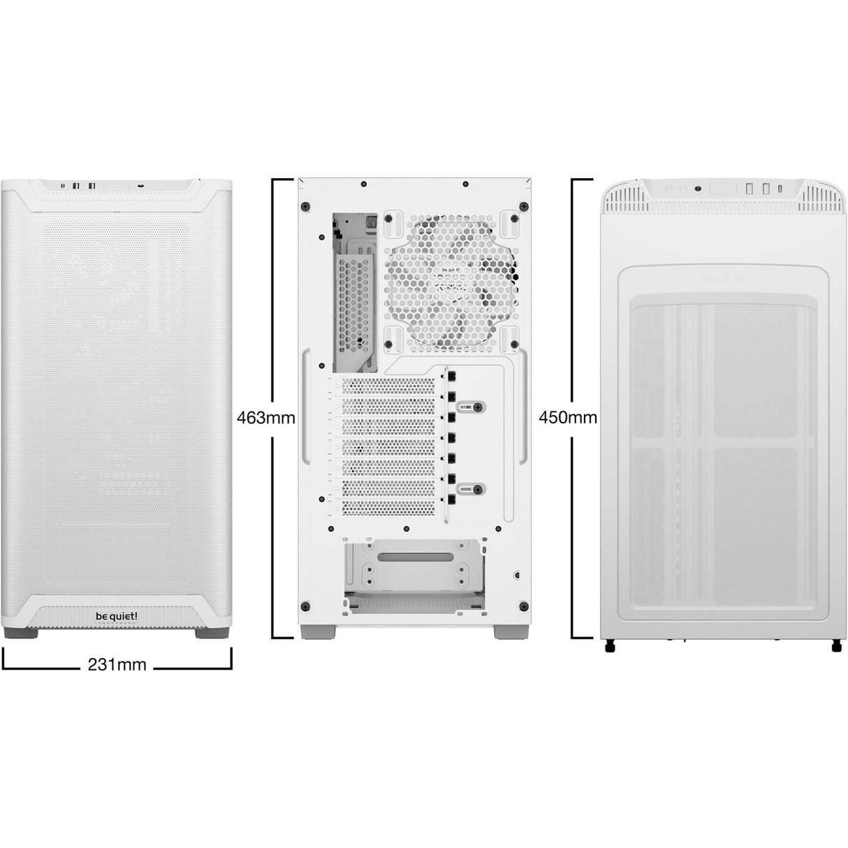 Ruhig sein! Pure Base 501 Airflow Midi-Tower-Gehäuse (weiß | 2x USB-A | 1x USB-C)