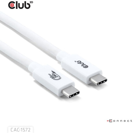 Club 3D USB-C 80 Gbit/s zertifiziertes 240 W 8K 240 Hz Kabel (weiß, 1,2 m)