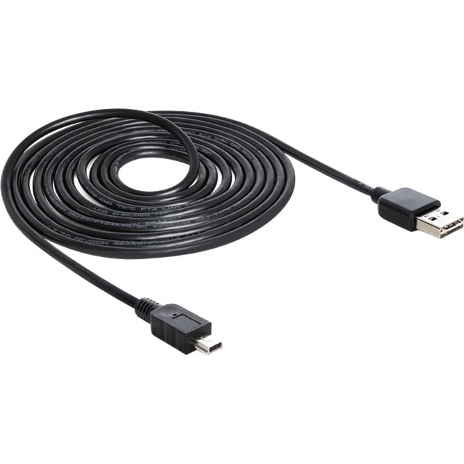 Delock Easy-USB-A 2.0 Stecker > Mini USB-B 2.0 Stecker Kabel (schwarz, 3 Meter)