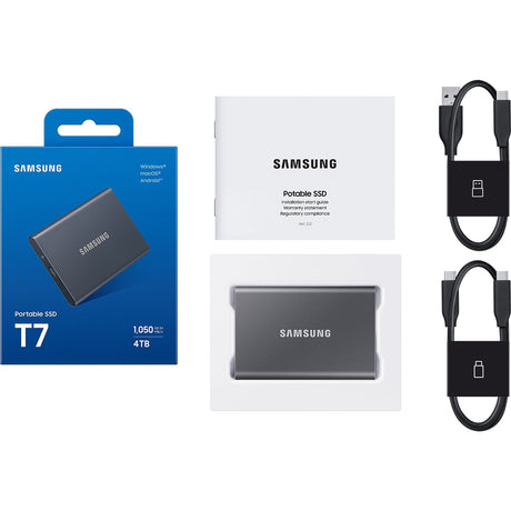 Externes SSD-Laufwerk Samsung grau 57 mm x 85 mm x 8 mm