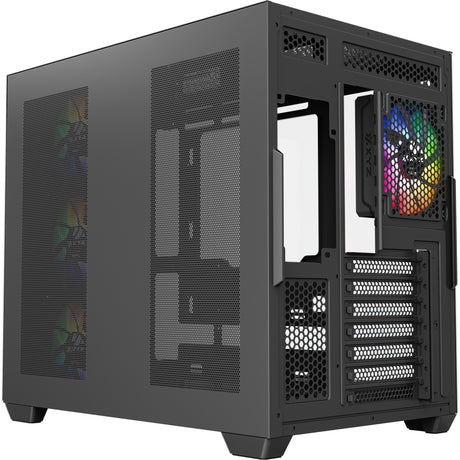 Xyz PC Gear Tesseract x Midi-Tower-Gehäuse (schwarz | 2x USB-A | 1x USB-C | gehärtetes Glas)