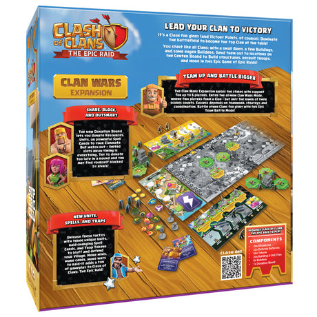 Asmodee Clash of Clans: The Epic Raid – Clan Wars Erweiterung Brettspiel (englisch, 2 – 6 Spieler, 45 – 90 Minuten, ab 12 Jahren, Erweiterung)