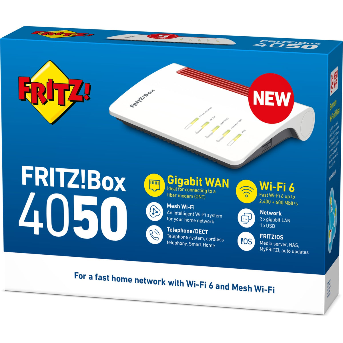 Fritz! Box 4050 Edition internationaler Router (weiß rot, Mesh-WLAN)