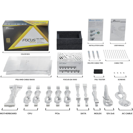 Seasonic Focus GX-1000 ATX3.1 Modulares 1000-Watt-Netzteil (Weiß, 3x PCIe)