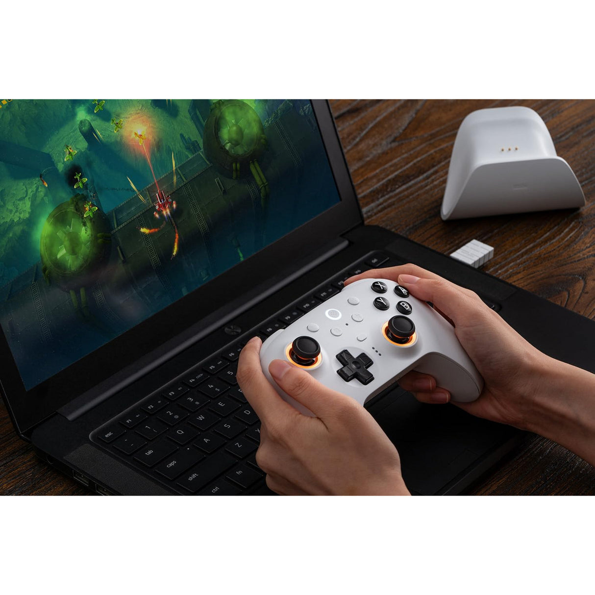 8bitdo Ultimate 2 Bluetooth-Controller (weiß, PC, Switch 2, Bluetooth USB-C 2,4 GHz)