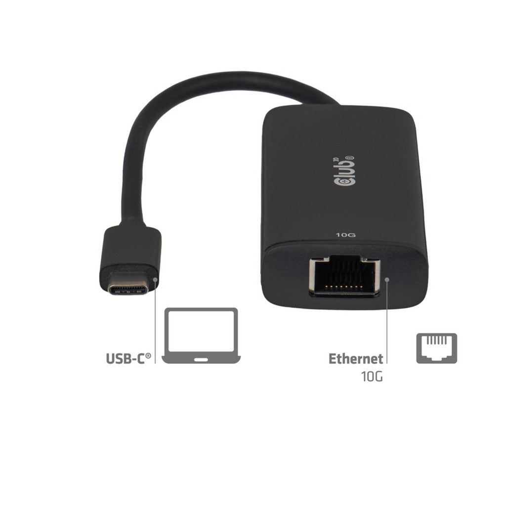 Club 3d usb-c naar 10gb-lan ethernet adapter (zwart)