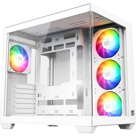 Xyz PC Gear Tesseract x Midi-Tower-Gehäuse (weiß | 2x USB-A | 1x USB-C | gehärtetes Glas)