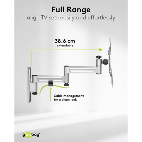 Goobay TV-Wandhalterung Caravan Fullmotion (m), 13 bis 43 Zoll Wandmontage (Silber)