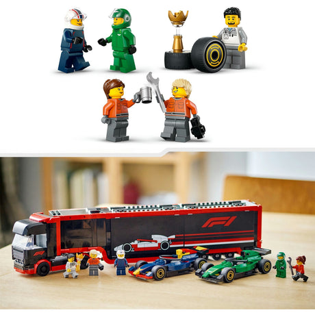 Lego City 60445 F1-Truck mit RB20- und AMR24-F1-Autos