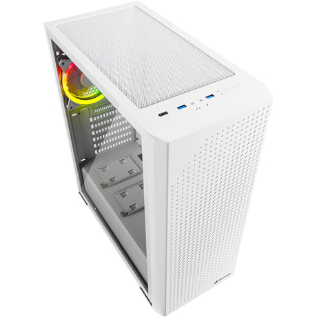 Sharkoon vs9 RGB weißes Midi-Tower-Gehäuse (weiß | 2x USB-A | 1x USB-C | RGB | gehärtetes Glas)