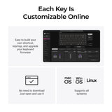 Keychron k2he all-wood special edition mechanisch toetsenbord (houtkleur, us lay-out (qwerty), gateron double-rail magnetic nebula, 75%, gateron double-rail magnetic, osa pbt double-shot, hot swap, bluetooth 5.2 | usb-c)