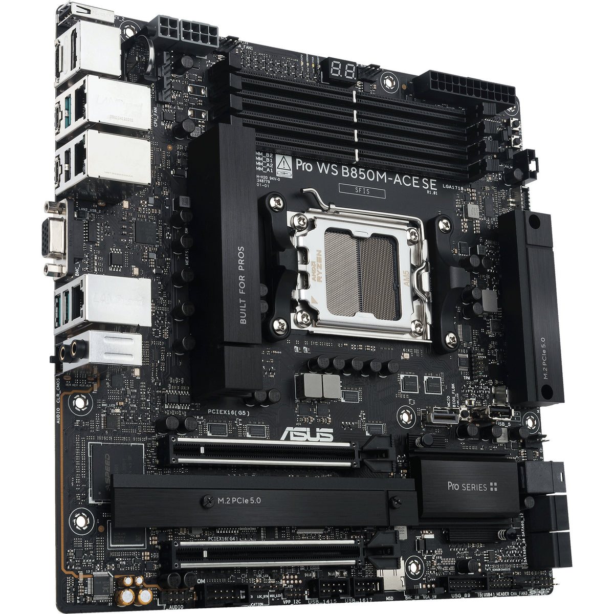 Asus pro ws b850m-ace se socket am5 moederbord (raid, 10gb-lan, sound, µatx)