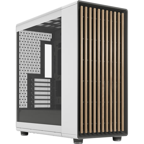 Fractal Design North XL RC Chalk White TG Clear Midi-Tower-Gehäuse (weiße Holzfarbe | 2x USB-A | 1x USB-C | gehärtetes Glas)