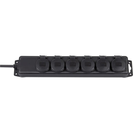 Brennerstuhl Steckdosenverteiler IP44 6-fach, 2m Steckdose (schwarz)