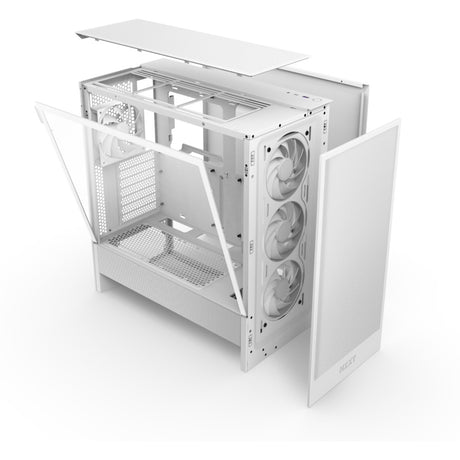 Nzxt H5 Flow RGB V2 Midi-Tower-Gehäuse (weiß | 1x USB-A | 1x USB-C | RGB | gehärtetes Glas)