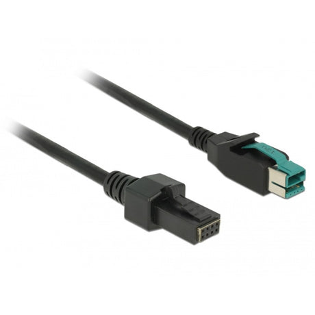 Delock Powered USB Kabel Stecker 12 V > 2 x 4 Pin Stecker für POS-Drucker und Terminals (schwarz, 2 Meter)