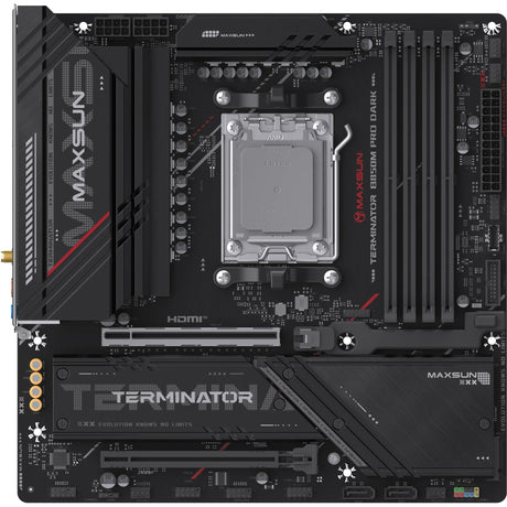 Maxsun MS-Terminator B850M Pro Dark WiFi Sockel AM5 Mainboard (schwarz, RAID, 2,5 GB-LAN, WLAN, BT, Sound, µATX)