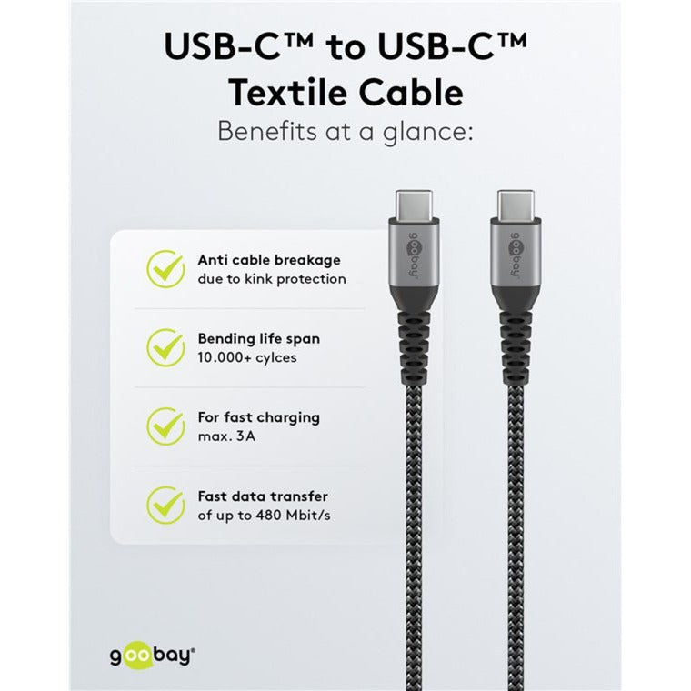 Goobay USB-C Schnellladegerät Nano (65 W) und USB-C Textilkabel