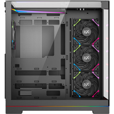 Xyz PC Gear Tesseract A-RGB Midi-Tower-Gehäuse (Schwarz | 2x USB-A | 1x USB-C | RGB | Gehärtetes Glas)