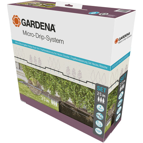 Gardena Mikro-Tropfbewässerung für Hecken, Sträucher, Set (25 m), Tropfer (schwarz)