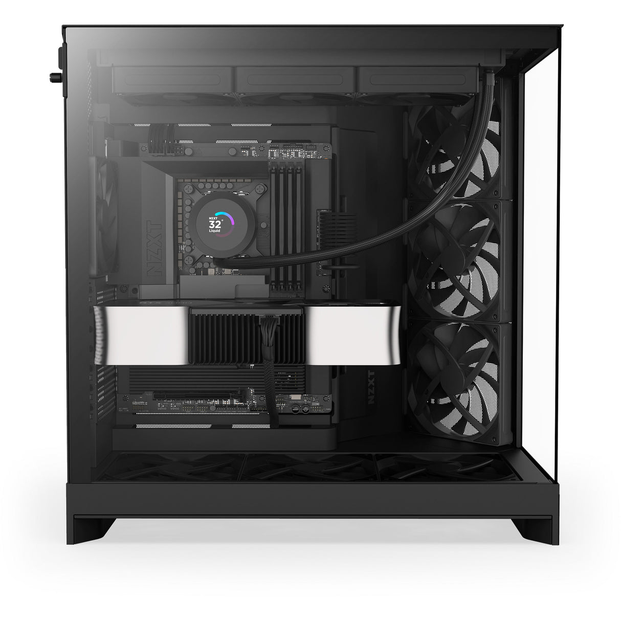 Nzxt h9 flow Midi-Tower-Gehäuse (schwarz (matt) | 2x USB-A | 1x USB-C | gehärtetes Glas)