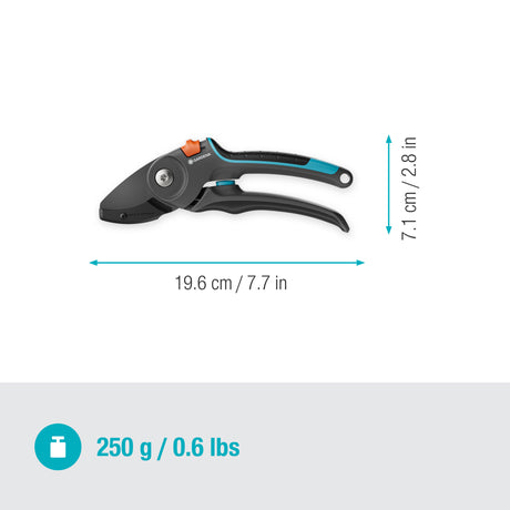 Gardena Gartenschere Premiumcut Pro für trockenes Holz mit Ambossschliff (Grautürkis, 24 mm Schnittdurchmesser)