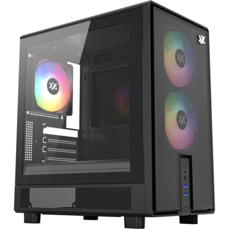 Xyz PC Gear Atom Midi-Tower-Gehäuse (schwarz | 2x USB-A | 1x USB-C | gehärtetes Glas)