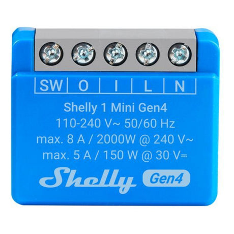 Shelly 1 mini gen4 relais (blauw, bluetooth 4.2, wi-fi)