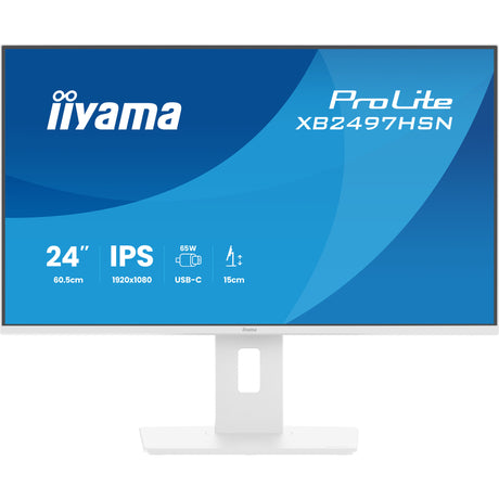Iiyama prolite xb2497hsn-w1 23.8 monitor (wit, 1x displayport, 1x hdmi, 3x usb-c, 2x usb-a, 1x rj-45)