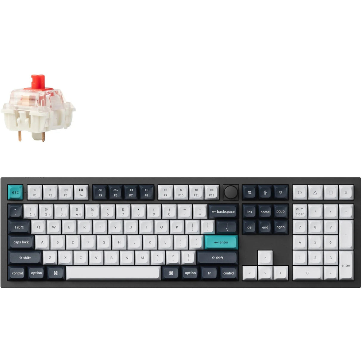 Keychron Q6 Max-M1 RGB mechanische Tastatur (schwarz, US-Layout (QWERTY), Gateron Jupiter Red, 100 %, RGB-LEDs, KSA Double-Shot PBT, Hot-Swap, Knopf, 2,4 GHz | Bluetooth 5.1 | USB-C)